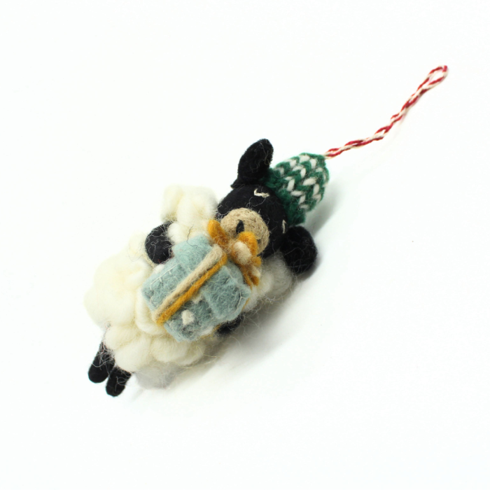Handmade Felt sheep Christmas ornament with gift - Image 3