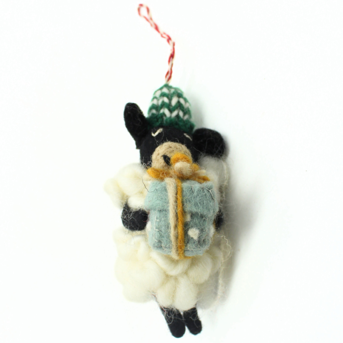 Handmade Felt sheep Christmas ornament with gift - Image 2