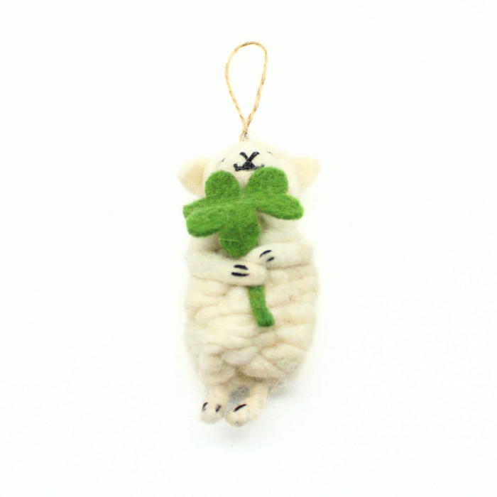 Handmade Felt sheep ornament with Lucky shamrock lamb - Image 5