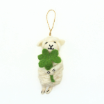 Handmade Felt sheep ornament with Lucky shamrock lamb