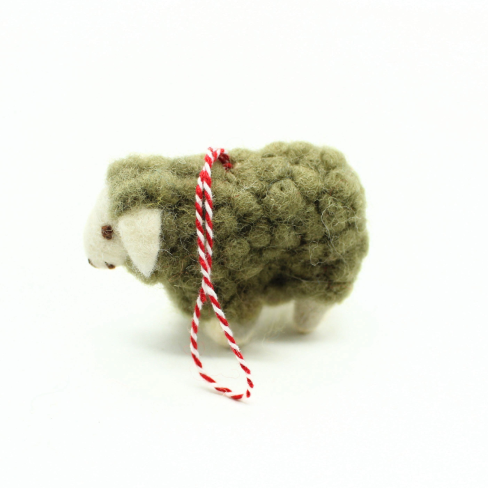 Handmade Felt Green Sheep - Image 4