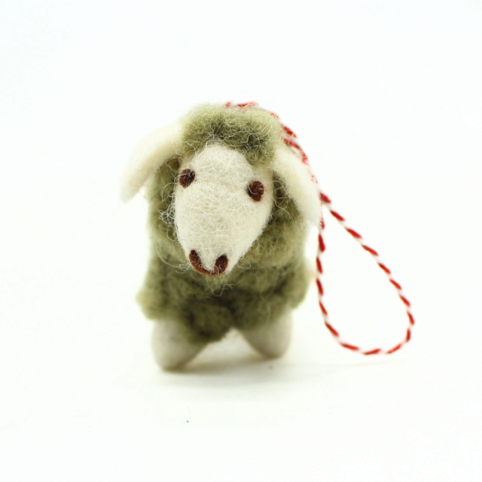 Handmade Felt Green Sheep - Image 3