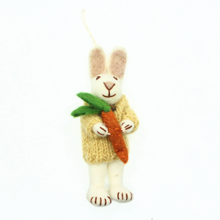 Handmade Felt Easter Bunny Ornament with Carrot - Image 4