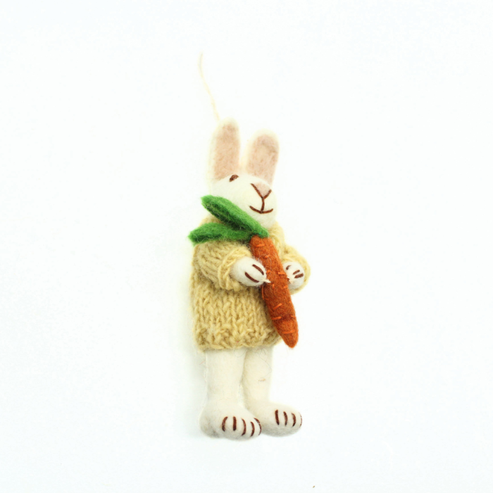 Handmade Felt Easter Bunny Ornament with Carrot - Image 3