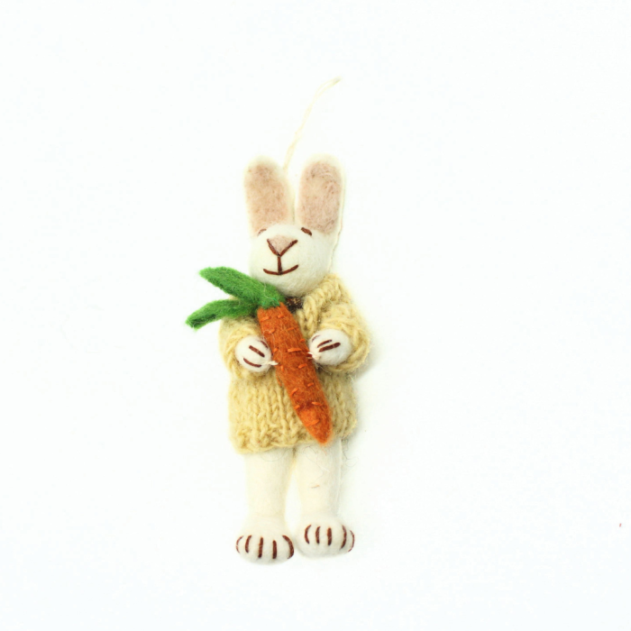 Handmade Felt Easter Bunny Ornament with Carrot - Image 2