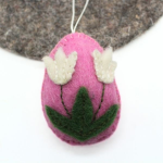 Handmade Felt Easter Egg Ornament with White Flower - Image 6