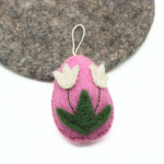 Handmade Felt Easter Egg Ornament with White Flower