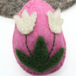 Handmade Felt Easter Egg Ornament with White Flower - Image 4