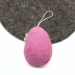 Handmade Felt Easter Egg Ornament with White Flower - Image 2