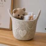 Handmade Felt Storage Basket with Heart Design