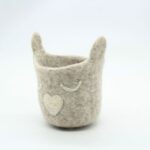 Handmade Felt Storage Basket with Heart Design - Image 4
