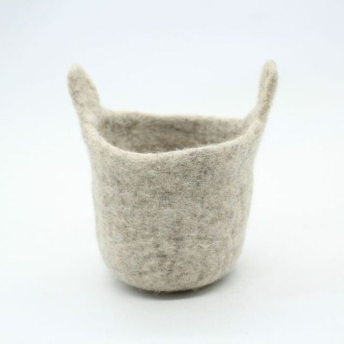 Handmade Felt Storage Basket with Heart Design - Image 3