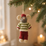 Handmade Felt Christmas Mouse Hanging Ornament