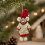 Handmade Felt Christmas Mouse Ornament