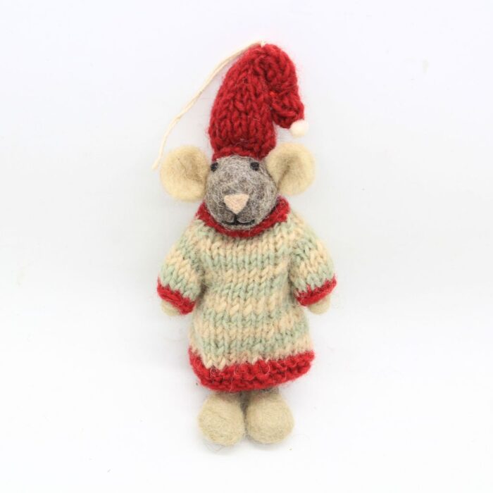 Handmade Felt Christmas Mouse Ornament - Image 5