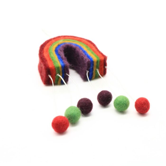 Handmade Felt Wool Christmas Rainbow Hanging Ornament - Image 4