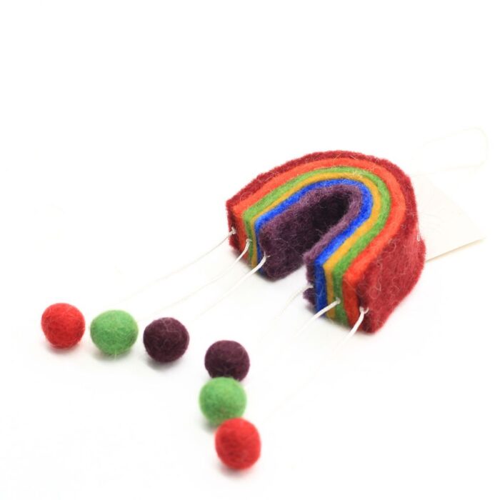 Handmade Felt Wool Christmas Rainbow Hanging Ornament - Image 3