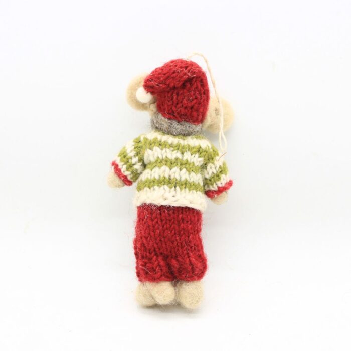 Handmade Felt Christmas Mouse Hanging Ornament - Image 5