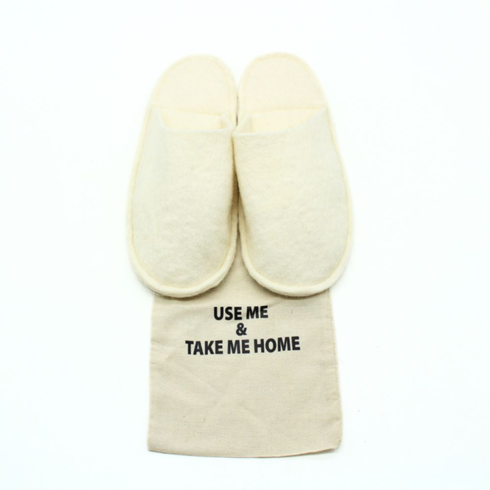 Handmade White Wool Felt Indoor Slippers - Image 3