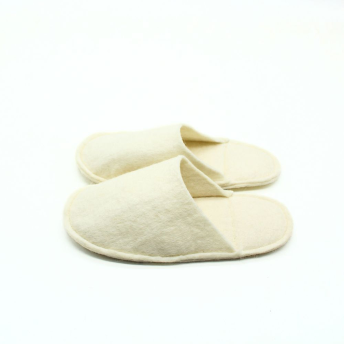 Handmade White Wool Felt Indoor Slippers - Image 2