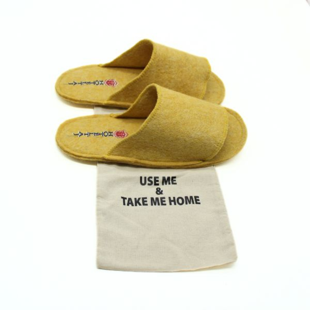 Felt Slipper Handmade Yellow Wool Felt Indoor Slippers - Image 1