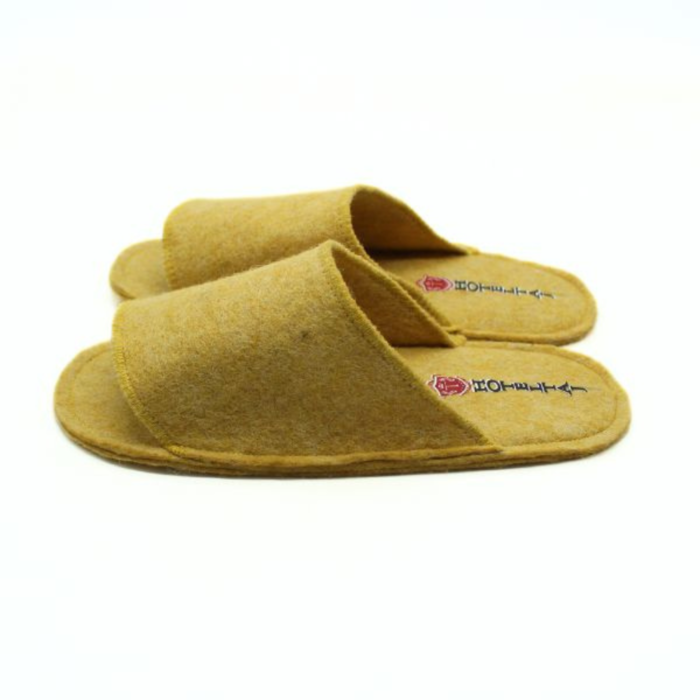 Handmade Yellow Wool Felt Indoor Slippers - Image 3