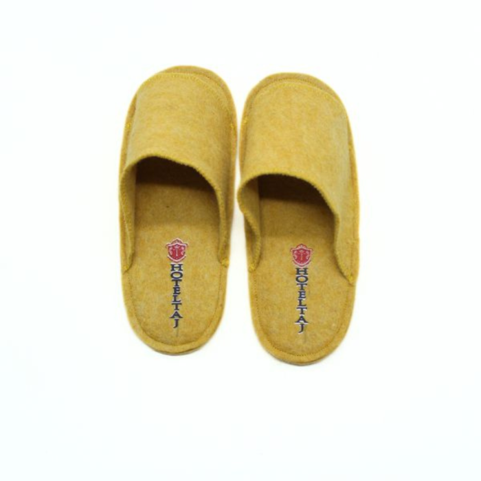 Handmade Yellow Wool Felt Indoor Slippers - Image 2