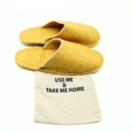 Handmade Wool Felt Yellow Indoor Slippers - Image 2