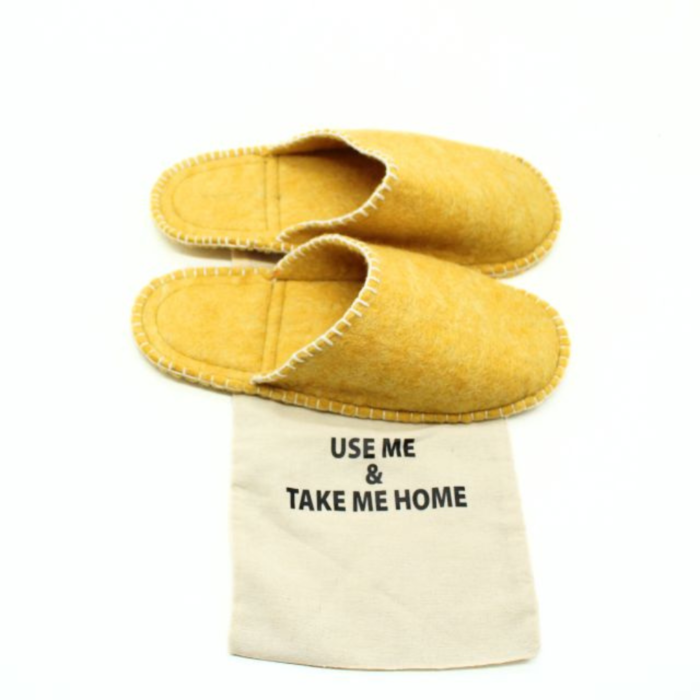 Handmade Wool Felt Yellow Indoor Slippers - Image 4