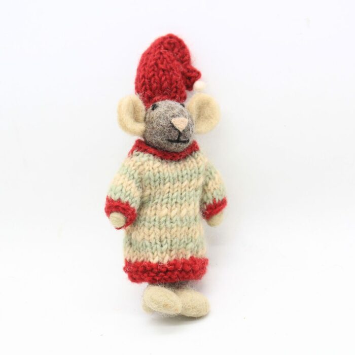 Handmade Felt Christmas Mouse Ornament - Image 3