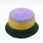 Handmade Wool Felt Multicolor Hat – Lavender, Yellow & Green