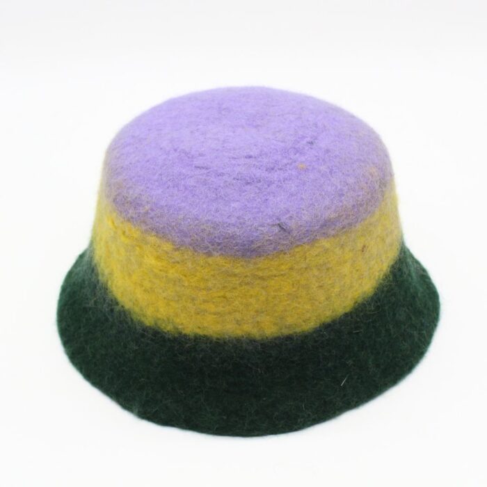 Handmade Wool Felt Multicolor Hat – Lavender, Yellow & Green - Image 3
