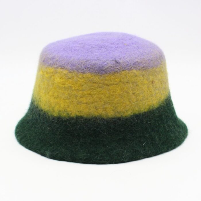 Handmade Wool Felt Multicolor Hat – Lavender, Yellow & Green - Image 2
