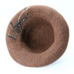 Handmade Felt Brown Wool Hat with Flower - Image 3