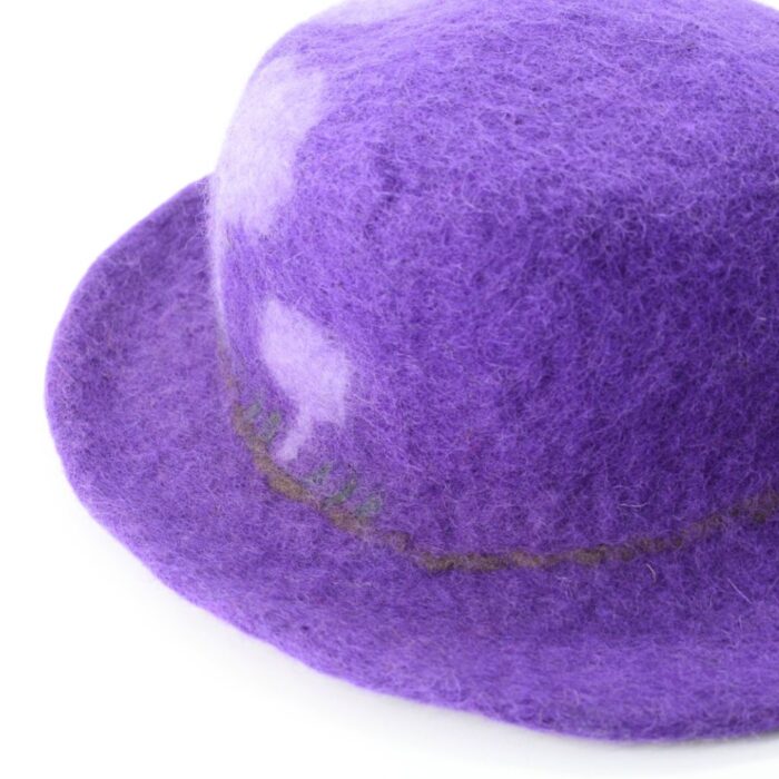 Handmade Wool Felt Simple Purple Hat - Image 4