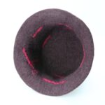 Handmade Brown Wool Felt Hat with Pink Flowers - Image 3