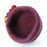 Handmade Felt Purple Floral Round Shaped Hat with Felted Clover Accents - Image 2