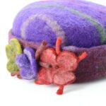 Handmade Felt Purple Floral Round Shaped Hat with Felted Clover Accents - Image 4