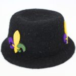 Handmade Wool Felt Black Hat with Decorative Floral Pattern - Image 4