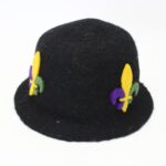 Handmade Wool Felt Black Hat with Decorative Floral Pattern - Image 3