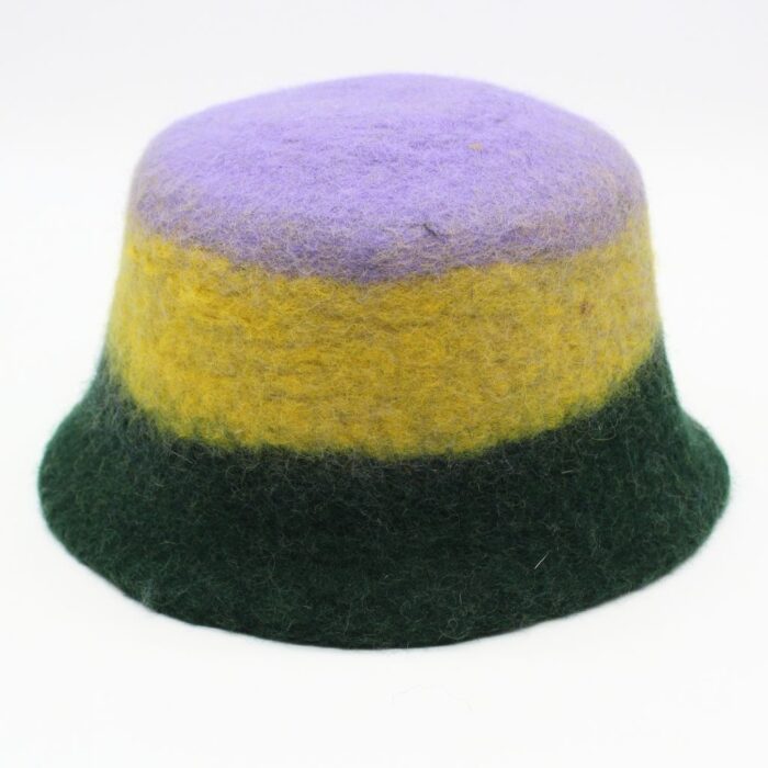 Handmade Wool Felt Multicolor Hat – Lavender, Yellow & Green - Image 4