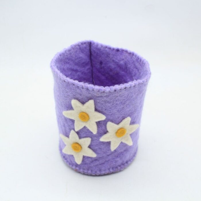 Purple Felt Flower Pen Holder – Cute Desktop Organizer - Image 5