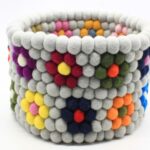 Colorful Felt Ball Storage Basket – Handmade Desktop Organizer - Image 4