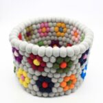 Colorful Felt Ball Storage Basket – Handmade Desktop Organizer - Image 3