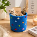 Handmade Felt Polka Dot Storage Baske