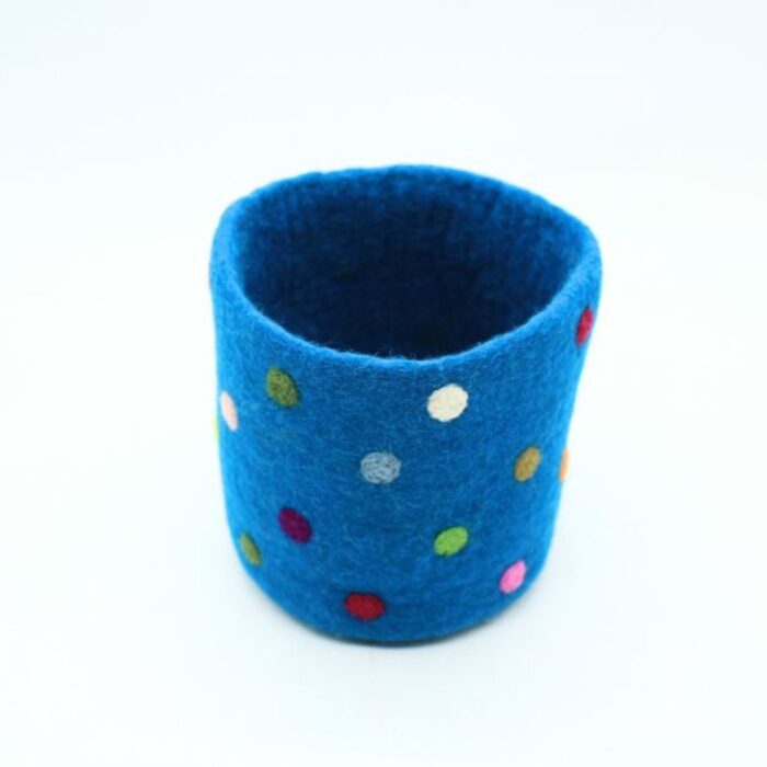 Handmade Felt Polka Dot Storage Baske - Image 3