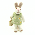 Handmade Felt Bunny in Green Daisy Dress - Image 3