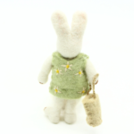 Handmade Felt Bunny in Green Daisy Dress - Image 4