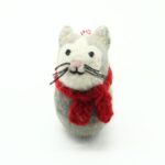 Handmade Felt Christmas Cat Ornament with Red Scarf - Image 3