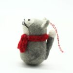 Handmade Felt Christmas Cat Ornament with Red Scarf - Image 4